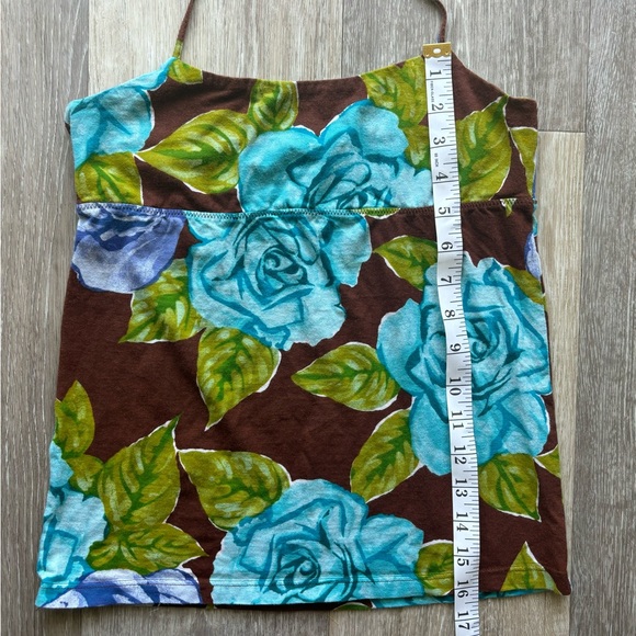 Y2K BCBGMaxazria Brown Blue Floral Boho Halter Top Size S - Picture 8 of 8